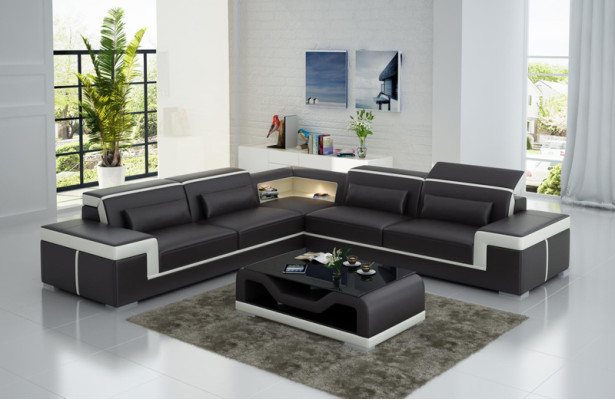 Leather sofa Couch Living landscape Corner sofa Corner Suite Design Modern Sofa G8020B