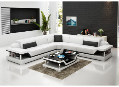 Leather sofa Couch Living landscape Corner sofa Corner Suite Design Modern Sofa G8004B