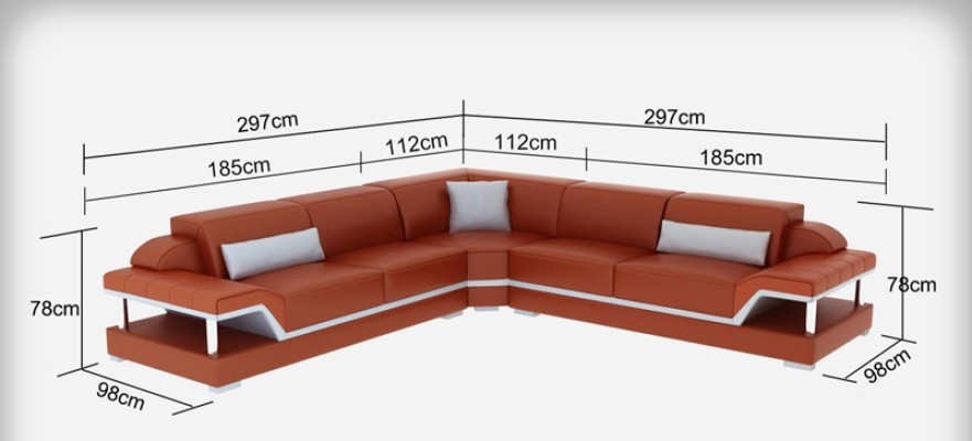 Leather sofa Couch Living landscape Corner sofa Corner Suite Design Modern Sofa G8004B