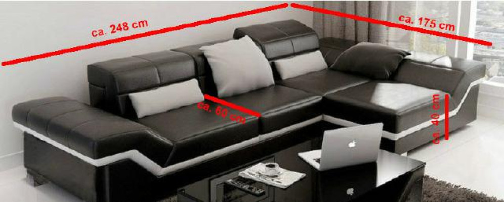 Corner sofa Sofa Couch Upholstery Living landscape Leather Corner Sofas Suite L-shape NYIII