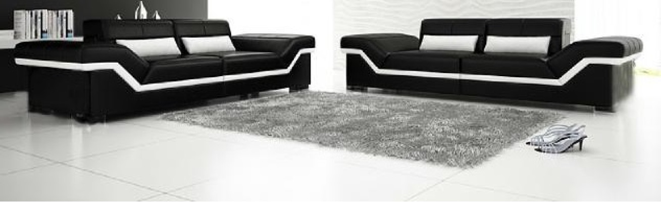 LEATHER SOFA BIG SOFA 3+3 DESIGN SOFA Upholstery Leather Suite COUCH SOFAGARITUR new