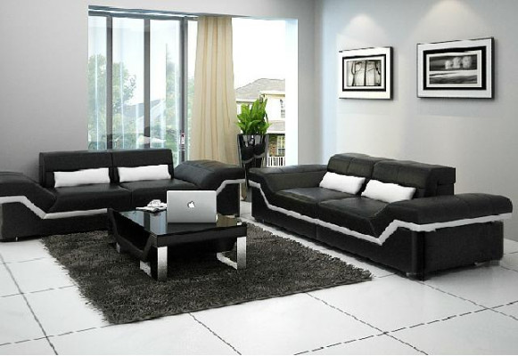 LEATHER SOFA BIG SOFA 3+3 DESIGN SOFA Upholstery Leather Suite COUCH SOFAGARITUR new
