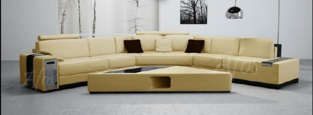 Leather sofa Corner sofa Sofa Couch Design Seat Upholstery Suite Living landscape 2348