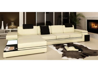 Design leather sofa sofa couch upholstery living landscape corner suite corner Tachau BS