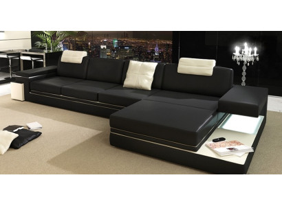 Design leather sofa sofa couch upholstery living landscape corner decor suite corner