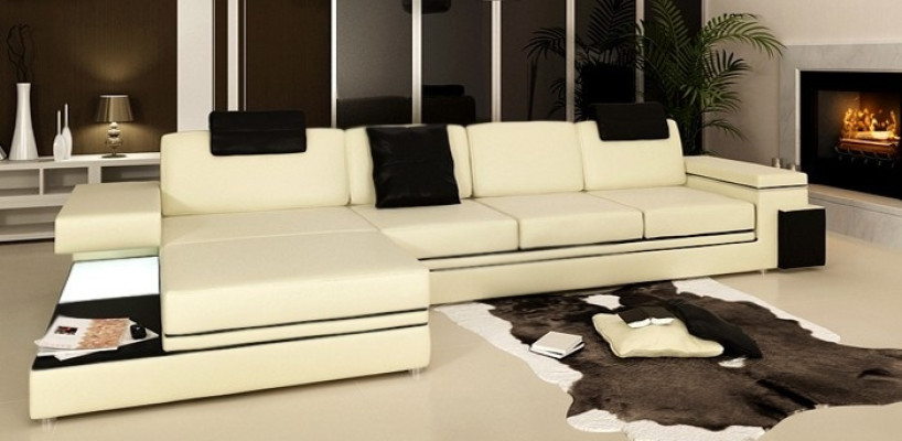 Design leather sofa sofa couch upholstery living landscape corner decor suite corner