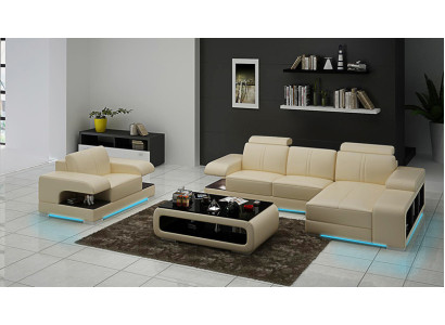 Leather sofa Couch Living landscape Corner sofa Armchair Suite Modern Sofa new G8028E