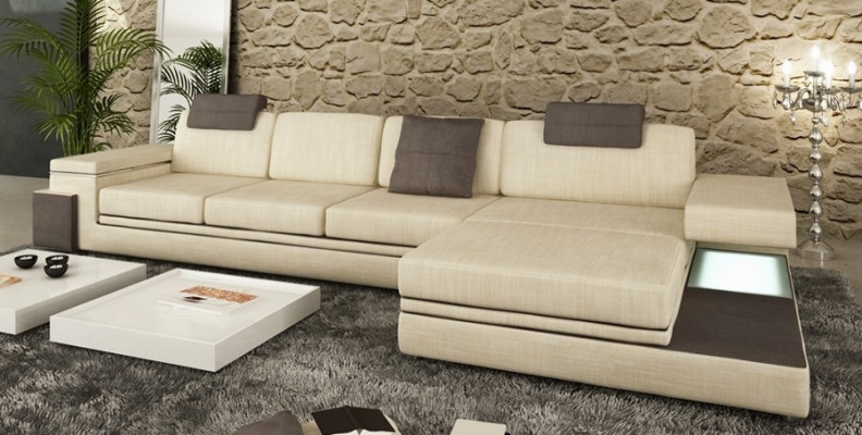 Design leather sofa sofa couch upholstery living landscape suite corner textile