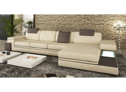 Design leather sofa sofa couch upholstery living landscape suite corner textile