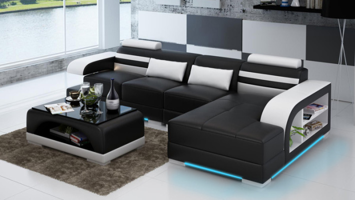 Leather sofa Couch Living landscape Corner sofa Corner Suite Design Modern Sofa G8033C