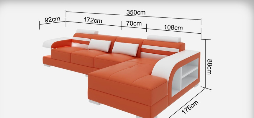 Leather sofa Couch Living landscape Corner sofa Corner Suite Design Modern Sofa G8033C