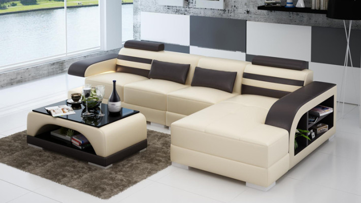 Leather sofa Couch Living landscape Corner sofa Corner Suite Design Modern Sofa G8033C