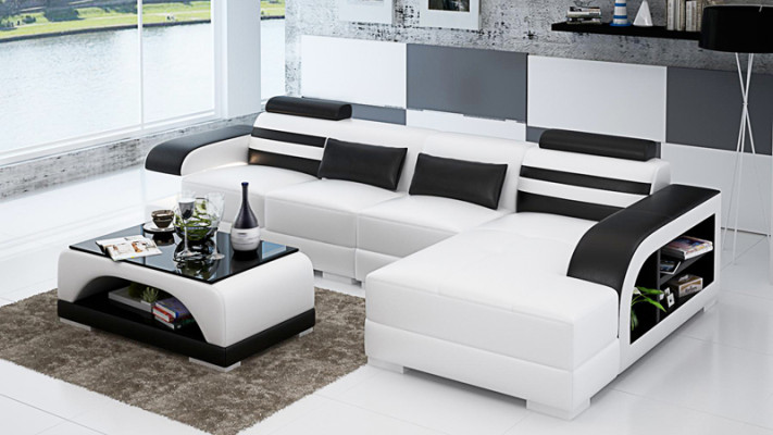 Leather sofa Couch Living landscape Corner sofa Corner Suite Design Modern Sofa G8033C