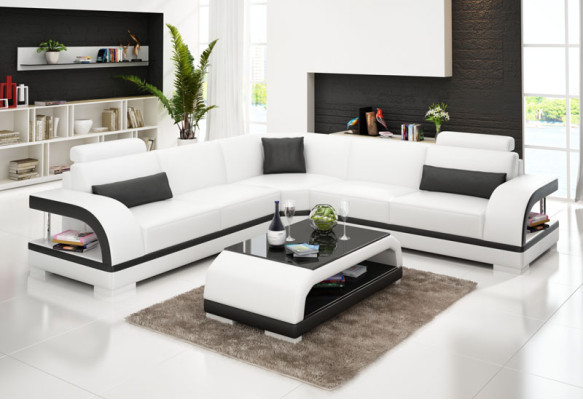 Leather sofa Couch Living landscape Corner sofa Corner Suite Design Modern Sofa G8011B