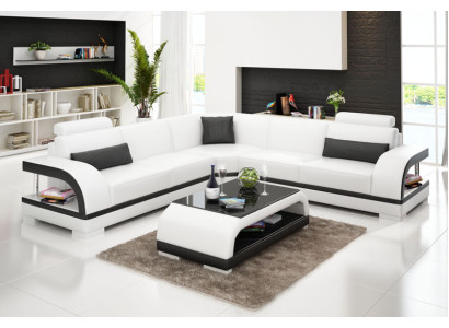 Leather sofa Couch Living landscape Corner sofa Corner Suite Design Modern Sofa G8011B