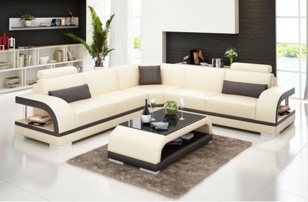 Leather sofa Couch Living landscape Corner sofa Corner Suite Design Modern Sofa G8011B