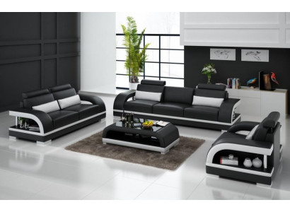 Designer sofa set leather sofa set 3+2+1 suite sofa couch new Zitadelle S/W