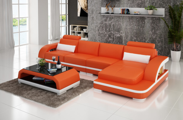 Leather sofa Couch Living landscape Corner sofa Corner Suite Design Modern Sofa G8011C