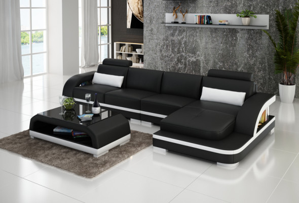 Leather sofa Couch Living landscape Corner sofa Corner Suite Design Modern Sofa G8011C