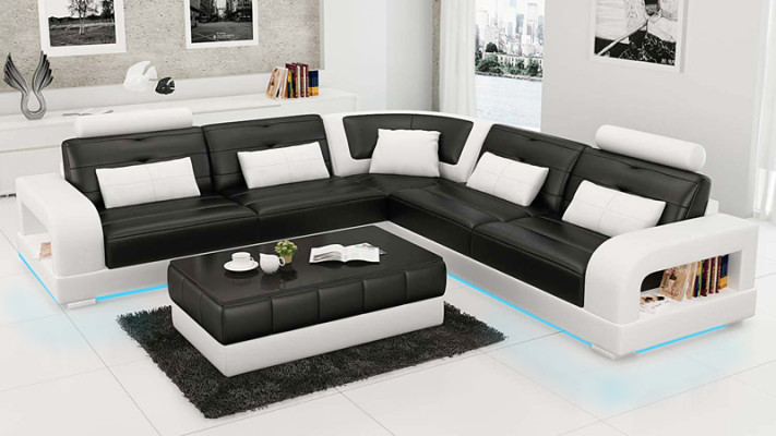 Leather sofa Couch Living landscape Corner sofa Corner Suite Design Modern Sofa L6008B
