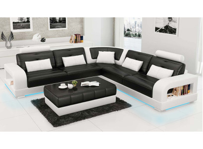 Leather sofa Couch Living landscape Corner sofa Corner Suite Design Modern Sofa L6008B