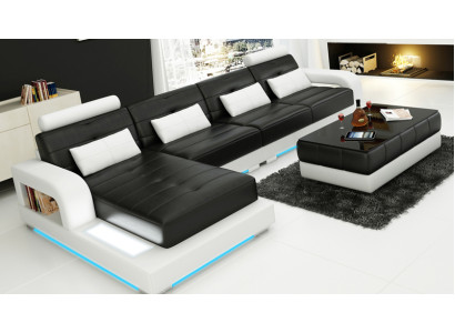 Leather sofa Couch Living landscape Corner sofa Corner Suite Design Modern Sofa L6008C