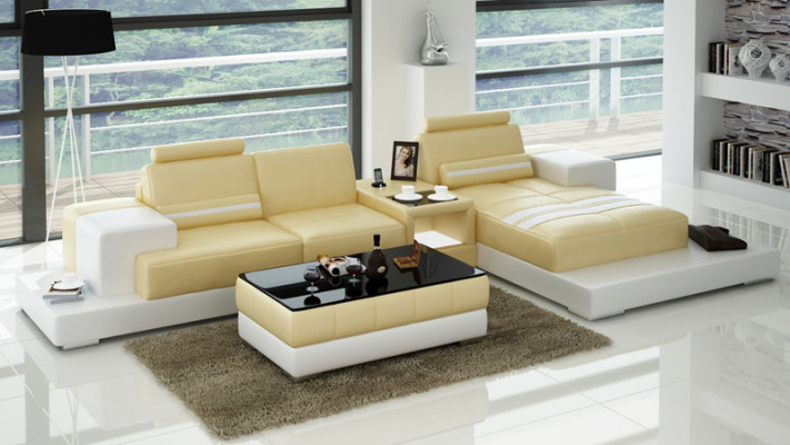 Leather sofa Couch Living landscape Corner sofa Corner Suite Design Modern Sofa L6004D