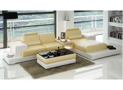 Leather sofa Couch Living landscape Corner sofa Corner Suite Design Modern Sofa L6004D