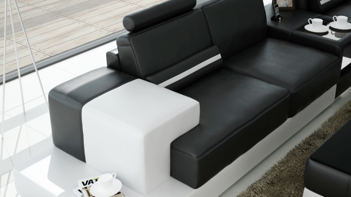 Leather sofa Couch Living landscape Corner sofa Corner Suite Design Modern Sofa L6004D
