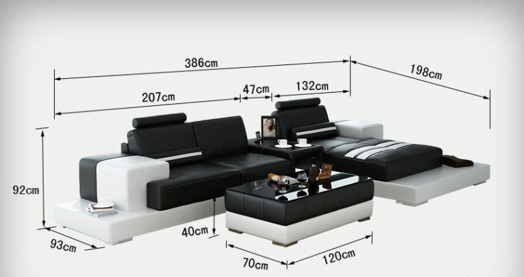 Leather sofa Couch Living landscape Corner sofa Corner Suite Design Modern Sofa L6004D
