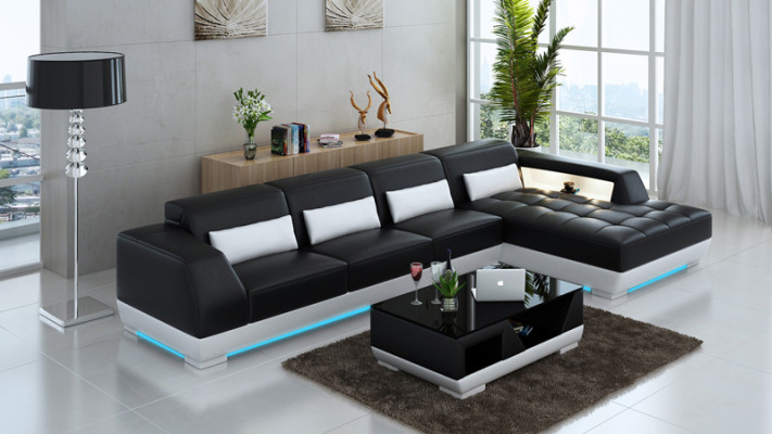 Leather sofa Couch Living landscape Corner sofa Corner Suite Design Modern Sofa G8024C