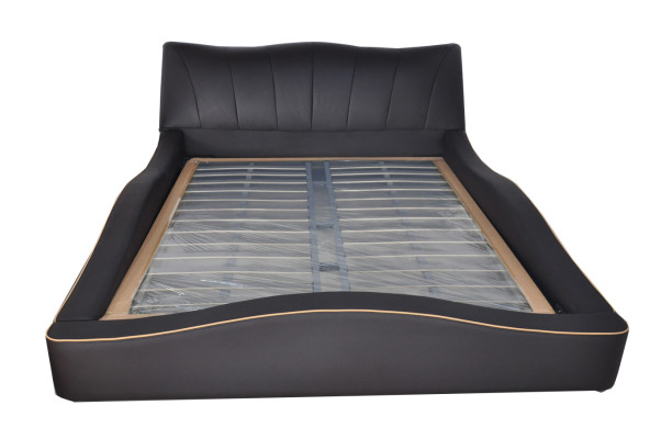 Luxury Design Leather Upholstery Hotel Bed with USB Frame Frame Beds Padded