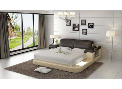 Luxury Bed + Lighting Leather Bed Beds Sofa Big 140/160/180 LB8807
