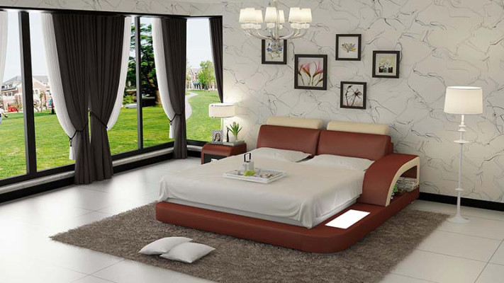Luxury Bed Lighting Leather Bed Beds Sofa Big Marriage Upholstery 140/160/180 cm