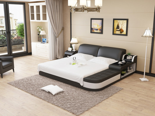 Design Leather Bed Luxury Upholstery Beds Double Modern Marriage 140/160/180 cm
