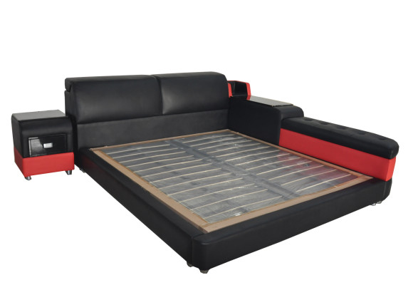 Design Luxury Bed Upholstery Marriage Modern Leather Hotel Beds 140/160/180/200