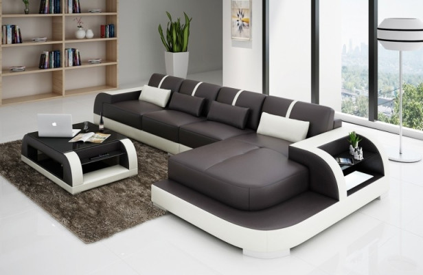 Corner sofa Sofa Couch Upholstery Living landscape Upholstered corner Designer sofa Leather sofa LubyB