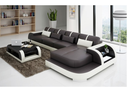 Corner sofa Sofa Couch Upholstery Living landscape Upholstered corner Designer sofa Leather sofa LubyB