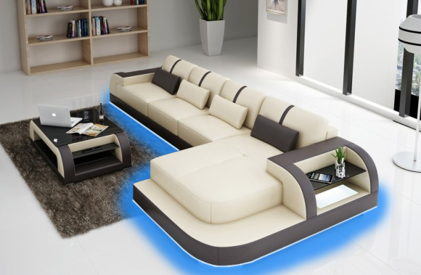 Corner sofa Sofa Couch Upholstery Living landscape Upholstered corner Designer sofa Leather sofa LubyB