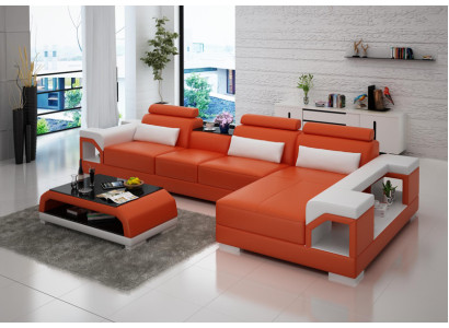 Leather sofa Couch Living landscape Corner sofa Corner Suite Design Modern Sofa G8010C