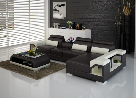 Leather sofa Couch Living landscape Corner sofa Corner Suite Design Modern Sofa G8010C