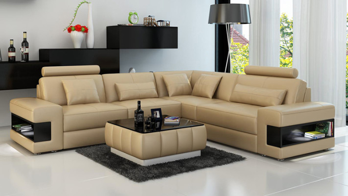 Leather sofa couch modern living landscape corner sofa corner decor suite design