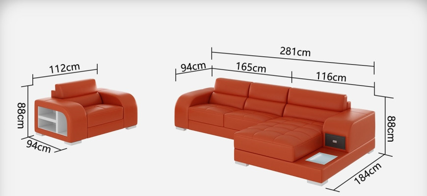Leather sofa Couch Living landscape Corner sofa + Armchair Suite Design Sofa