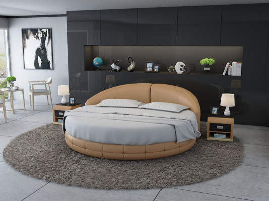 Round bed Design Bed Upholstered bed Designer bed Upholstery Round XXL Luxury King Size