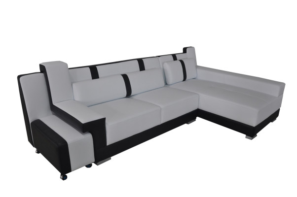 Corner Sofa Couch Upholstery Corner Seat Suite Living landscape Illuminated L-shape Leather