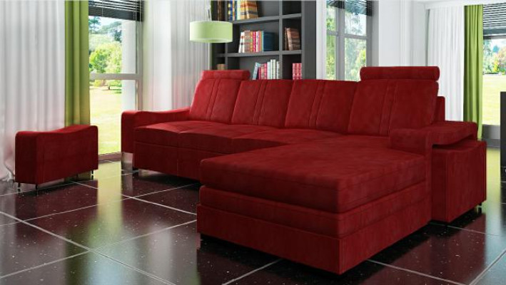 Corner sofa Textile Fabric Leather Upholstery Sofas Couch Suite Living landscape FRANCO L