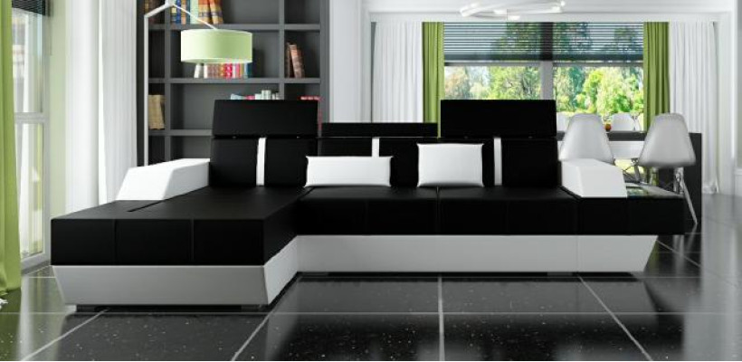 Leather sofa Couch Sofa Corner sofa Corner sofa Leather couch Upholstery Corner Living landscape