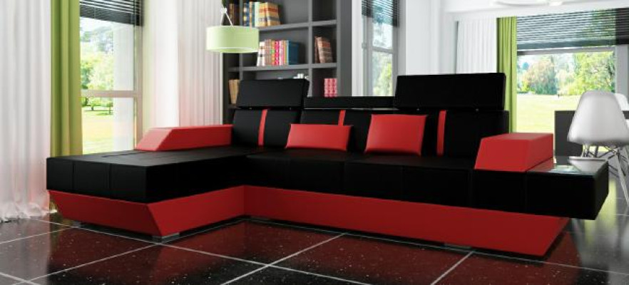 Leather sofa Couch Sofa Corner sofa Corner sofa Leather couch Upholstery Corner Living landscape