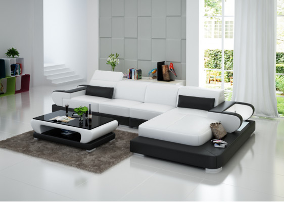 Leather sofa Couch Living landscape Corner sofa Corner Suite Design Modern Sofa G8002C
