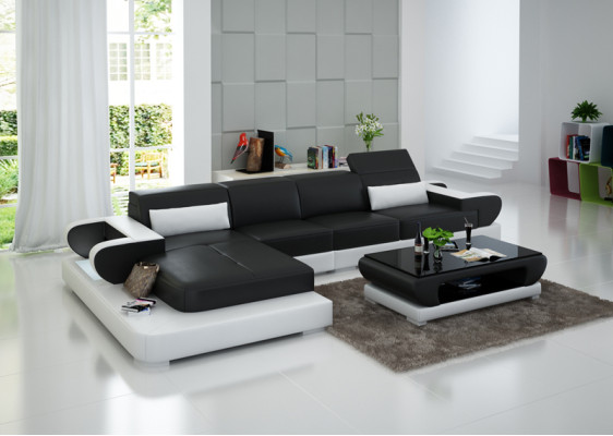 Leather sofa Couch Living landscape Corner sofa Corner Suite Design Modern Sofa G8002C